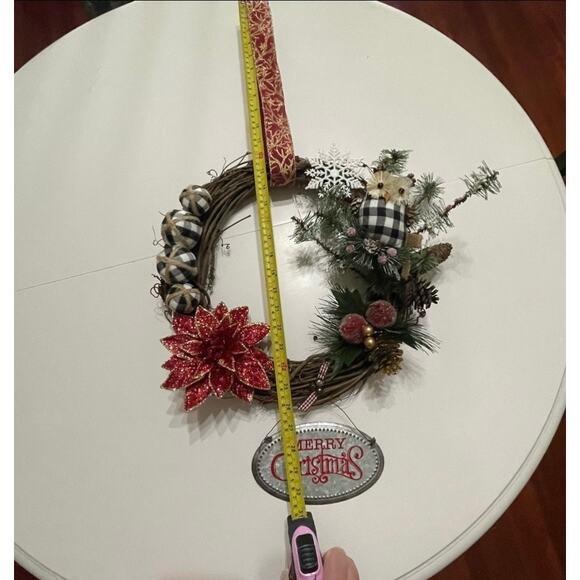 Handcrafted Wreath Grapevine Christmas Owl NWOT - Picture 2 of 12